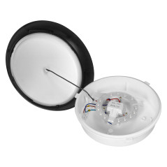 KOKO armatur med 2xE27 med PIR-rörelsesensor, 2x40W, svart polypropylen, matt polykarbonat skärm, IP44, IK10 | HandlaSmidigt.se