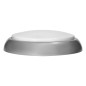 KOKO armatur med 2xE27 med mikrovågsrörelsesensor, 2x40W, silver-polypropylen, matt glaskupa-polykarbonat, IP44, IK10
