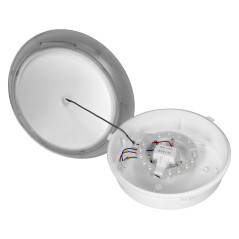 KOKO armatur med 2xE27 med PIR-rörelsesensor, 2x40W, silver-polypropylen, matt skärm av polykarbonat, IP44, IK10 |…