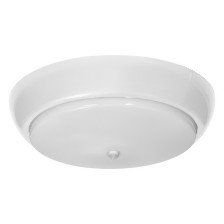 KOKO armatur med 2xE27 med PIR-rörelsesensor, 2x40W, vit polypropylen, matt polykarbonatkupa, IP44, IK10 | HandlaSmidigt.se