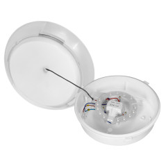 KOKO armatur med 2xE27 med PIR-rörelsesensor, 2x40W, vit polypropylen, matt polykarbonatkupa, IP44, IK10 | HandlaSmidigt.se