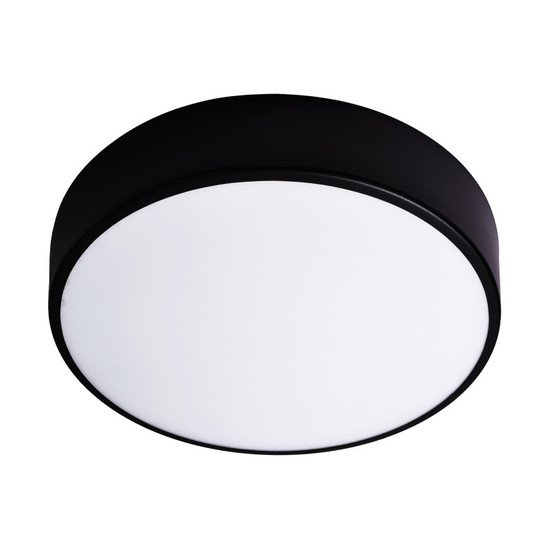 Denna LED-taklampa, 43W, 4000K, 4750lm, svart stål, matt glas skärm, IP20, Ø 400.
