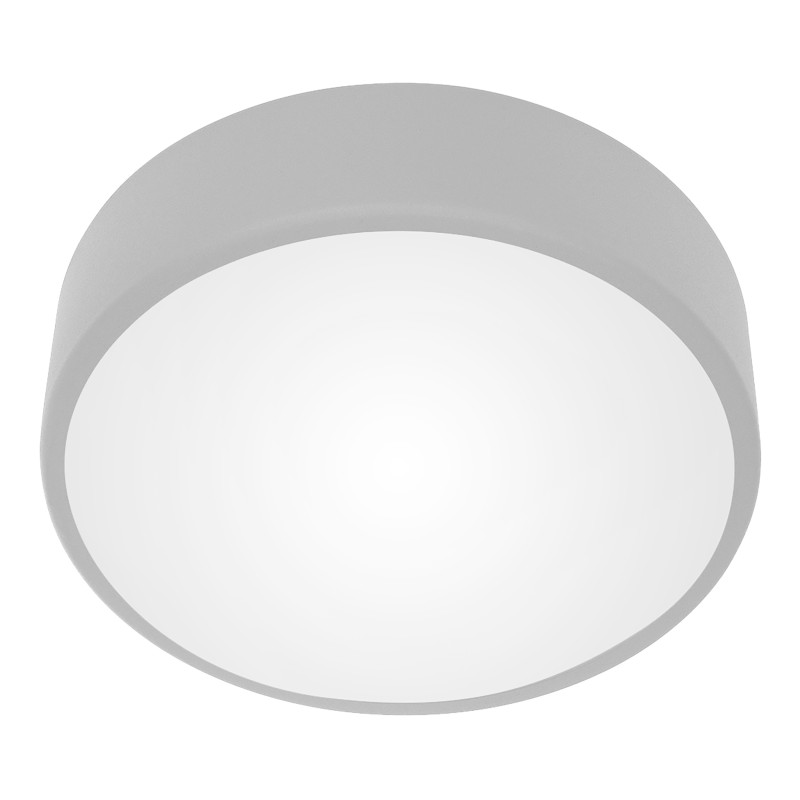 Denna LED-taklampa, 43W, 4000K, 4750lm, grått stål, matt glaslock, IP20, Ø 400