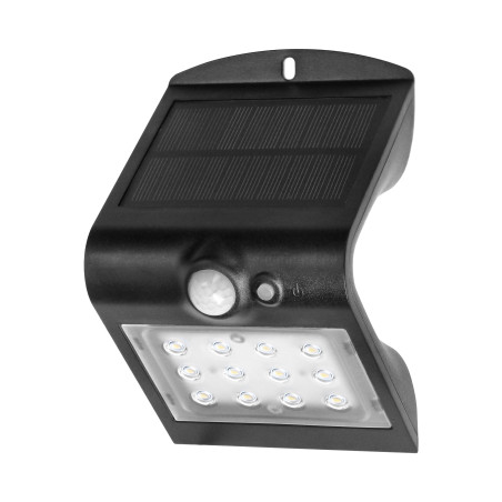 SILOE LED 1,5W, solcellslampa med rörelsesensor 120 grader, 190lm, IP65, 4000K, 1200mAh, dubbel ljuskälla, svart |…