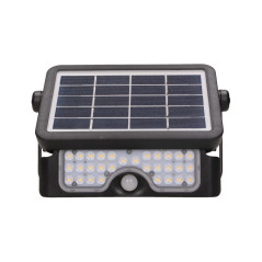 LUX LED 5W, solbelysningsstrålkastare med rörelsedetektor 500lm, IP65, 4000K, 2x1500mAh, svart | HandlaSmidigt.se