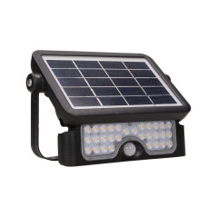 LUX LED 5W, solbelysningsstrålkastare med rörelsedetektor 500lm, IP65, 4000K, 2x1500mAh, svart | HandlaSmidigt.se