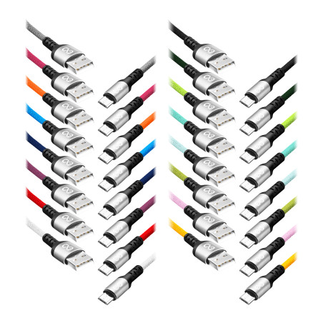 EXC Mobilkabel USB - micro USB BRAID, 1,2M, 2,4A, snabbladdning, färgmix