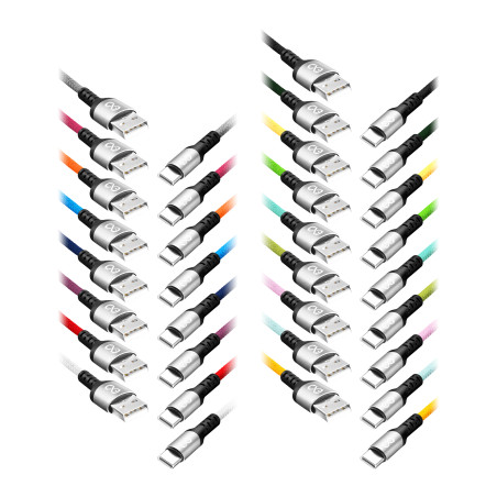 EXC Mobilkabel USB - USB-C BRAID, 1,2M, 3A, snabbladdning, färgmix
