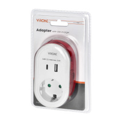 Adapter med USB-laddare och laddningskabel (typ C + Lightning), 1x2P+Z Schuko, 2xUSB (Typ A+C), max 3,4A | HandlaSmidigt.se