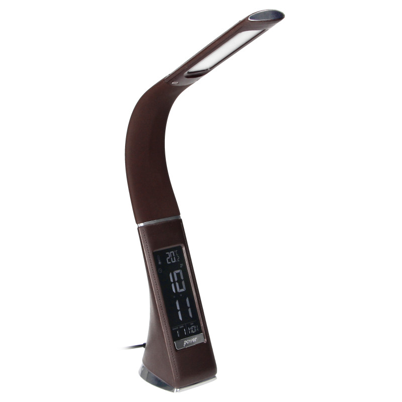 DOLOMIT LED 5W, skrivbordslampa med väckarklocka, 300lm, 4000K, brun