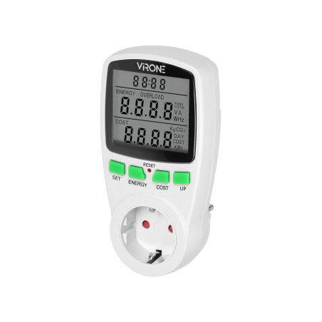 Enfasig elmätare, energikalkylator med LCD-skärm, en tariff, inbyggt batteri, Schuko-version | HandlaSmidigt.se