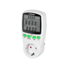 Enfasig elmätare, energikalkylator med LCD-skärm, en tariff, inbyggt batteri, Schuko-version