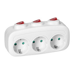 Grenuttag 3x2P+Z (Schuko) med 3 strömbrytare