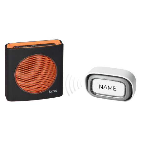 Trådlös batteridriven ringklocka EXTEL diBi Flash Soft, svart orange