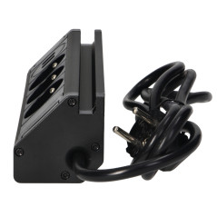 Trippeluttag för möbler med telefonhållare, USB-laddare och 1,5m kabel, 3x2P+Z, 2xUSB (typ A, 2,4A), svart | HandlaSmidigt.se