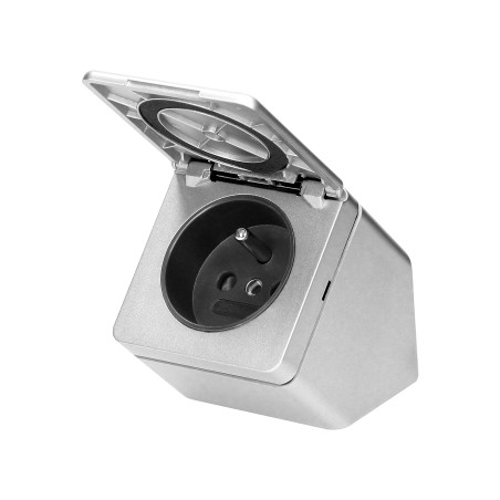 Tätningen under skåpsdörren med lock, IP44, 1x2P+Z, silver | HandlaSmidigt.se