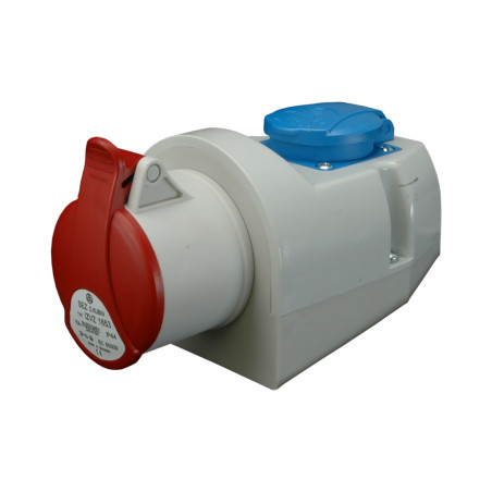 Vägguttag 16A/5P+16A/2P+Z, 250V/400V, IP44