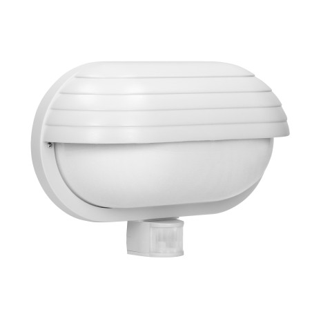MUSAM, trädgårdsbelysning med rörelsesensor 180 grader, 1x15W, E27, IP44, med skärm, plast, vit | HandlaSmidigt.se