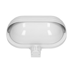 MUSAM, trädgårdsbelysning med rörelsesensor 180 grader, 1x15W, E27, IP44, med skärm, plast, vit | HandlaSmidigt.se