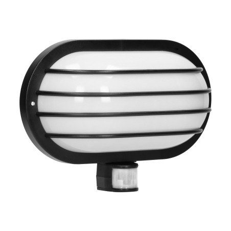 LASO, trädgårdsbelysning med rörelsesensor 180°, 1x15W, E27, IP44, plast, svart
