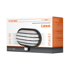 LASO, trädgårdsbelysning med rörelsesensor 180°, 1x15W, E27, IP44, plast, svart | HandlaSmidigt.se
