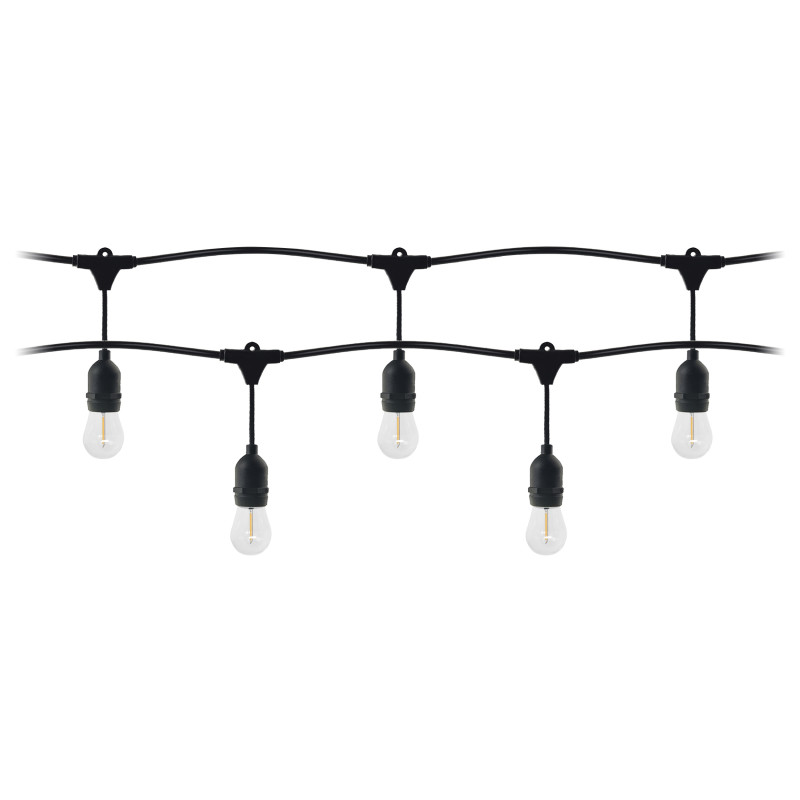 Ljusslinga set - 1 slinga 10 m (10 lampor) + 10 LED-lampor 1W E27, 3000K + 1 extra lampa gratis