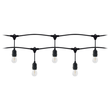 Ljusslinga set - 1 slinga 10 m (10 lampor) + 10 LED-lampor 1W E27, 3000K + 1 extra lampa gratis | HandlaSmidigt.se