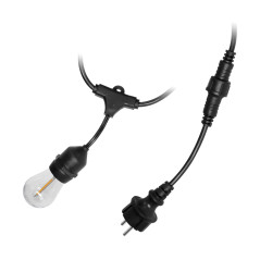 Ljusslinga set - 1 slinga 10 m (10 lampor) + 10 LED-lampor 1W E27, 3000K + 1 extra lampa gratis | HandlaSmidigt.se