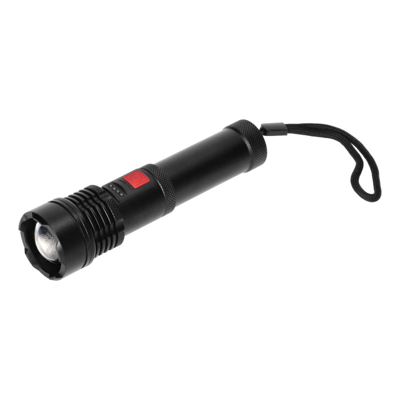 Taktisk ficklampa LED COB 12W med zoomfunktion och 2200 mAh batteri