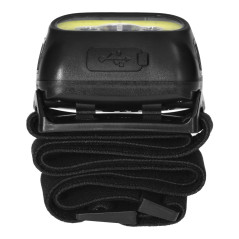 Pannlampa med rörelsesensor, COB LED, uppladdningsbar, svart.