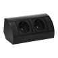 Möbeluttag utan strömbrytare, 2x2P+Z (Schuko), svart