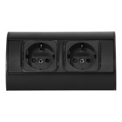 Möbeluttag utan strömbrytare, 2x2P+Z (Schuko), svart | HandlaSmidigt.se