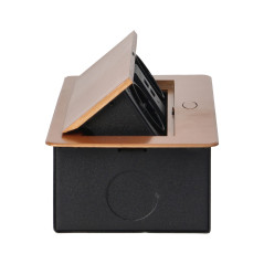 Möbeluttag infällda i bord med platt fräst kant och USB-laddare, 2x2P+Z (Schuko), 2xUSB, guld. | HandlaSmidigt.se