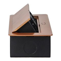 Möbeluttag infällda i bord med platt fräst kant och USB-laddare, 2x2P+Z, 2xUSB, guld | HandlaSmidigt.se
