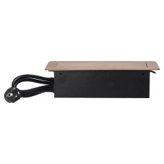 Inbyggda möbeluttag i bord med platt fräst kant, USB-laddare och 1,5 m kabel, 2x2P+Z, 2xUSB, guld. | HandlaSmidigt.se