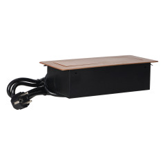 Inbyggda möbeluttag i bord med platt fräst kant, USB-laddare och 1,5 m kabel, 2x2P+Z, 2xUSB, guld. | HandlaSmidigt.se