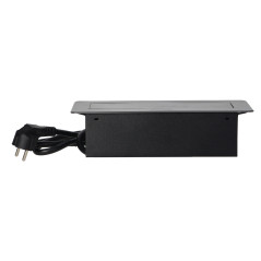 Möbeluttag infällt i bordsskiva med platt fräst kant, USB-laddare och 1,5 m kabel, 2x2P+Z, 2xUSB, grafitgrå | HandlaSmidigt.se