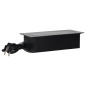 Möbeluttag infällt i bordsskiva med platt fräst kant, USB-laddare och 1,5 m kabel, 2x2P+Z, 2xUSB, grafitgrå