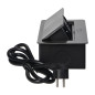 Möbeluttag infällt i bordsskiva med platt fräst kant, USB-laddare och 1,5 m kabel, 2x2P+Z, 2xUSB, grafitgrå