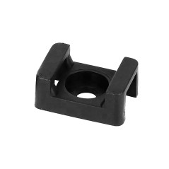 Kabelklämma, sadelformad, skruvmonterad, 16x11 mm, monteringshål 3,2 mm, svart, 100 stycken.