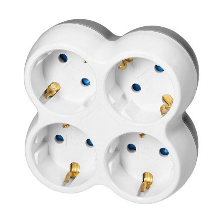 Grenuttag 4x2P+Z (Schuko), vit-grå