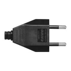 Platt stickkontakt utan jordning, 2,5A, 250V, svart polykarbonat, 1 styck | HandlaSmidigt.se
