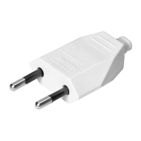Platt stickpropp utan jordning, 2,5A, 250V, vit polykarbonat, 1 styck | HandlaSmidigt.se