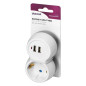 Grenuttag 2P+Z (Schuko) med laddare 2xUSB, vit-grå