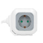 Förlängningskabel 4x2P+Z (Schuko), USB-laddare A+C, Quick charge, 1,4m H05VV-F 3x1,5mm², grå