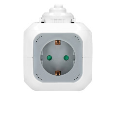 Förlängningskabel 4x2P+Z (Schuko), USB-laddare A+C, Quick charge, 1,4m H05VV-F 3x1,5mm², grå