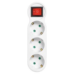 Grenuttag 3x2P+Z (Schuko) med strömbrytare och övre stickpropp, vit | HandlaSmidigt.se