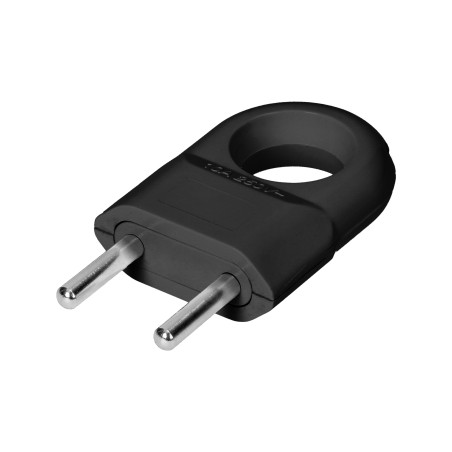 Kontakt euro platt 2P, med öra, svart | HandlaSmidigt.se