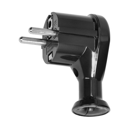 Vinklad kontakt 2P+Z, Uni-Schuko, svart