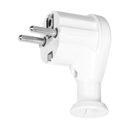 Vinkelkontakt 2P+Z, Uni-Schuko, vit